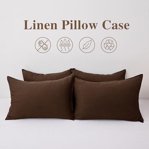 CHUFFED 100% French Linen Pillow Cases Standrad Size Set of 2, Stone Washed - Image 3