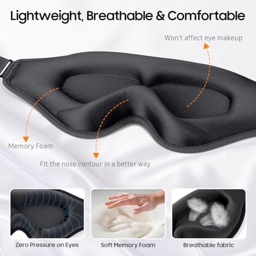 BeHoomi Sleep Mask, 2 Packs Premium Eye Mask - Image 4
