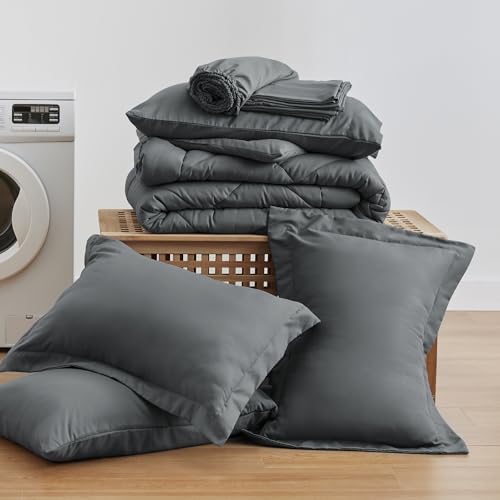 Love's cabin California King Comforter Set Dark Grey, 7 Pieces California King - Image 6
