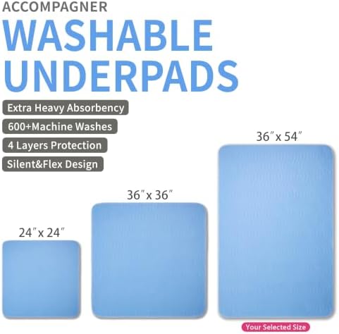Accompagner Incontinence Bed Pads Washable Waterproof, Ultra-Absorbent Reusable - Image 4