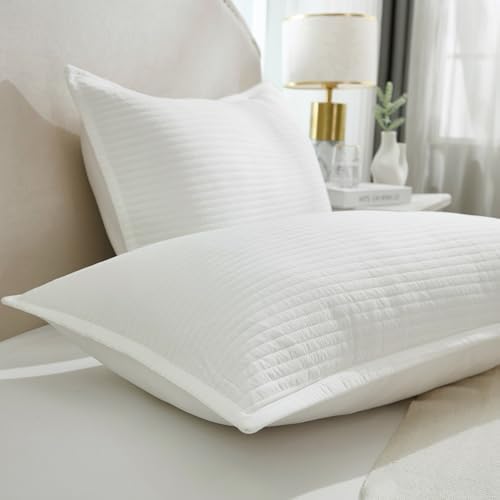 Stripe Quilted Pillowcases Set of 2, King Size Envelope Pillow Covers Soft - Image 4