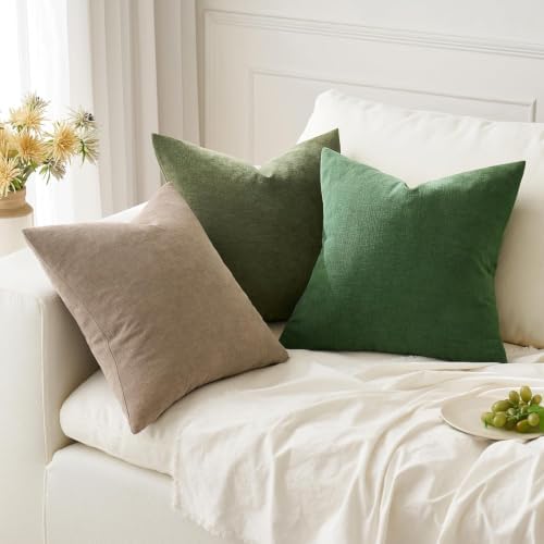 MIULEE Moss Green Chenille Couch Euro Throw Pillow Covers - Image 3