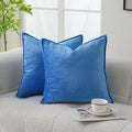 Velvet Royal Blue Throw Pillow Covers 16”x16”Pack of 2 Soft Decorative by JIAHANNHA