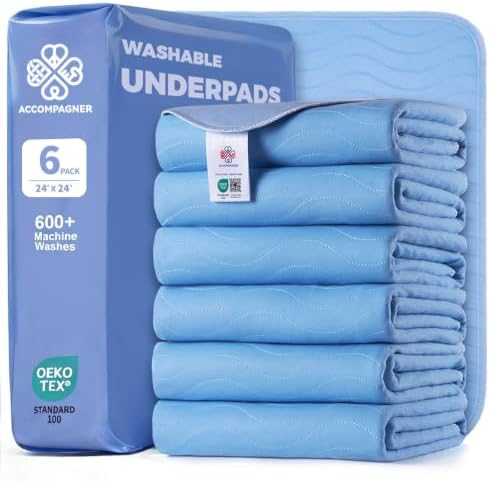 Accompagner Incontinence Bed Pads Washable Waterproof, Ultra-Absorbent Reusable by Accompagner