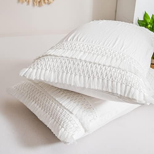 White Pillow Cases King Size Set of 2 White Tassel Pillowcases by MOVEOVER