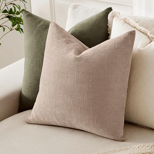 MIULEE Textured Chenille Throw Pillow Covers 22x22 Inch Irish Cream - Image 3