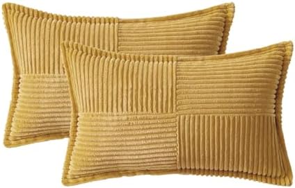 MIULEE Decorative Lumbar Throw Pillow Covers 12x20 Inch Gold 2 Pack - Image 6