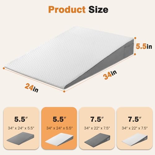 Vekkia 34" Extra-Long Wedge Pillow, 5.5" Bed Wedge Pillow - Image 2