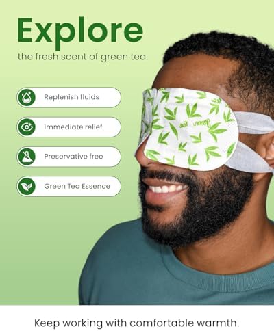 16 Packs Steam Eye Masks for Dry Eyes, Self Heating Warm Compress Green Tea - Image 4