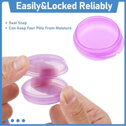 4 Pcs Mini Pill Organizer Small Pill Box Cute Portable Pill Case, 4 Purple - Image 3