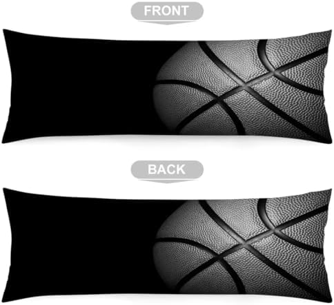 Basketball Body Pillow Cover 20x54, Zippered Sports Theme Pillowcase - Image 5