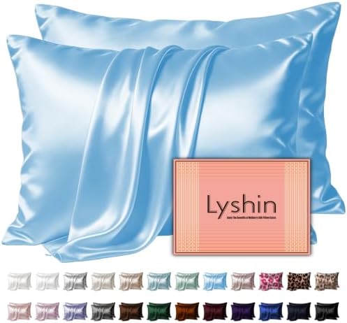 LYSHIN Silk Pillow Cases 2 Pack Queen Size by LYSHINSILKPILLOWCASES