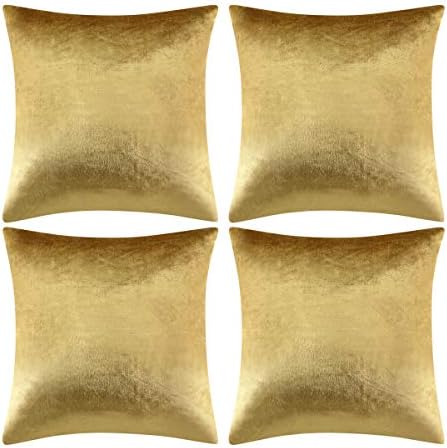 GIGIZAZA Pack of 4 Gold Decorative Velvet Pillow Covers 18x18 - Image 7
