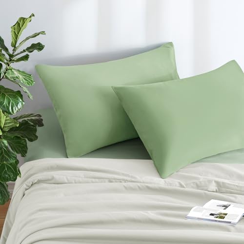 MILVOWOC Brushed Microfiber Pillowcases, Sage Green, 20x26 Inch - Image 2