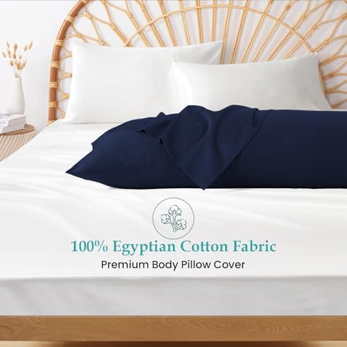 Body Pillow Cover 20x72 Navy Blue 100% Egyptian Cotton 600 Thread Count - Image 3