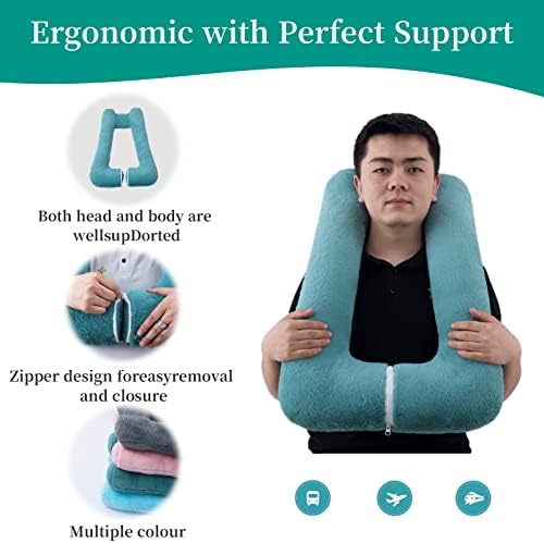 FHSGGP Travel Pillow Car Pillow Kid Car Sleeping Emerald Green - Image 4