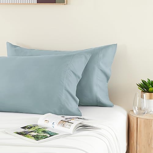 BEDELITE Cooling Pillow Cases Queen 2Pcs, Rayon Made from Bamboo, Haze Blue - Image 4