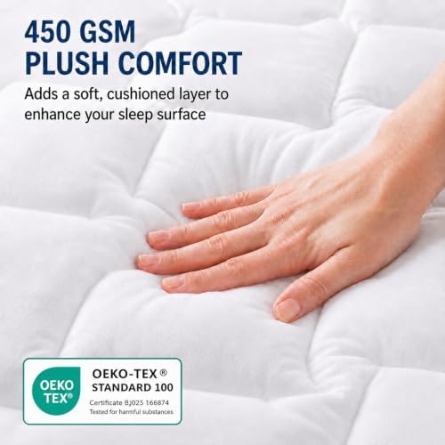 CozyLux Twin XL Mattress Pad, Cotton Top, 450 GSM Down Alternative Fill - Image 2