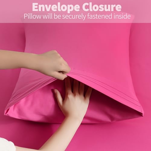 Horbaunal Microfiber Pillowcases Standard Size, Hot Pink, 2 Pack - Image 5
