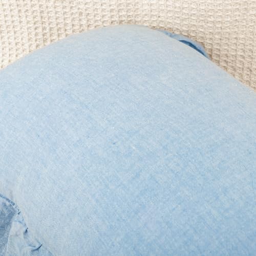 JoraLion Ruffled Throw Pillow Cover 20x20 Solid Light Blue - Image 6