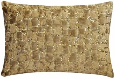 The HomeCentric Decorative Gold 12"x16" Lumbar Pillow Cover, Velvet Sequins & by TheHomeCentric