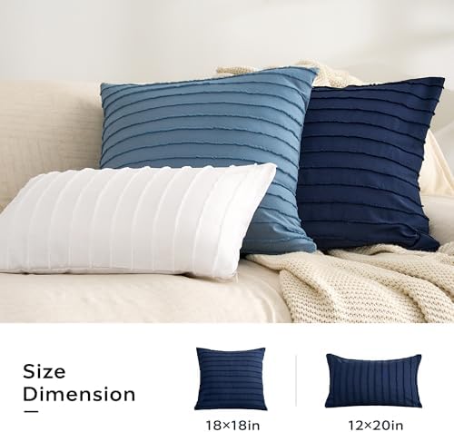 JELLYMONI Navy Blue Striped Tufted Pillowcases 18"x 18" - Image 5