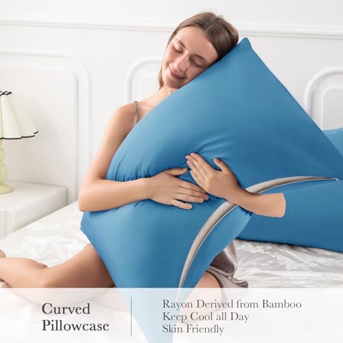 Curved Pillow Case Queen Size, Side Sleeper Pillow Cases Cover Cooling Rayon - Image 4