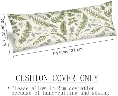 Sage Green Body Pillow Cover 20x54 Pillow Case, Leaves Tropical Plant Leaf - Image 4