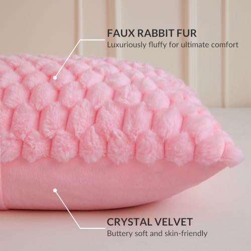 XeGe Luxury 3D Bubble Fluffy Faux Rabbit Fur Body Pillow Cover 20x54 - Image 4