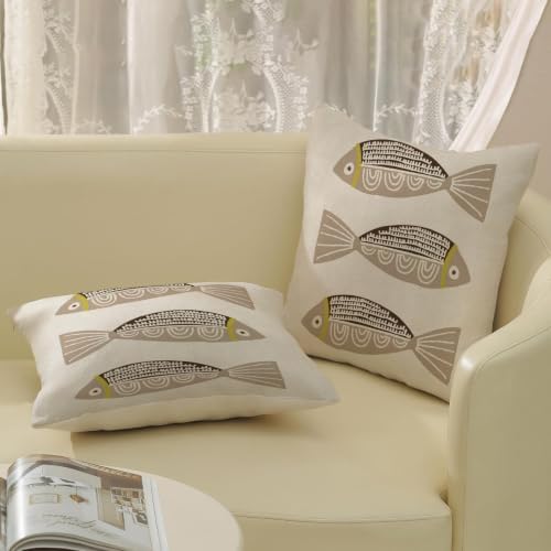 Coastal Brown Fish Outdoor Pillow Covers 16x16 Inch Set of 2 - Image 5