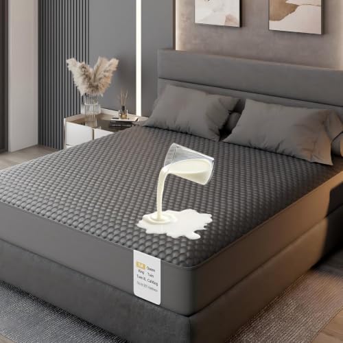 OhGeni 100% Waterproof Mattress Protector, Full-Gray Size Mattress Pad by OhGeni