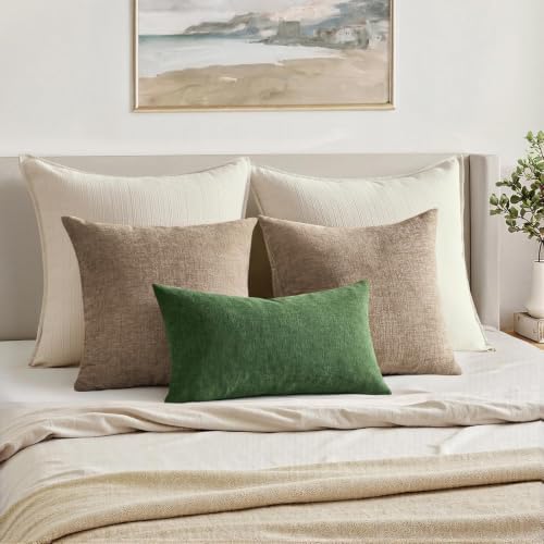 MIULEE Moss Green Chenille Couch Lumbar Throw Pillow Covers - Image 5
