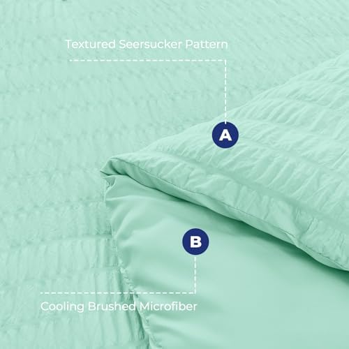 HYMOKEGE Mint Green King Size Comforter Set Seersucker 7 Pieces, All Season - Image 4