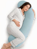 Momcozy J Shaped Cooling Pregnancy Pillow, Maternity Pillow by Momcozy