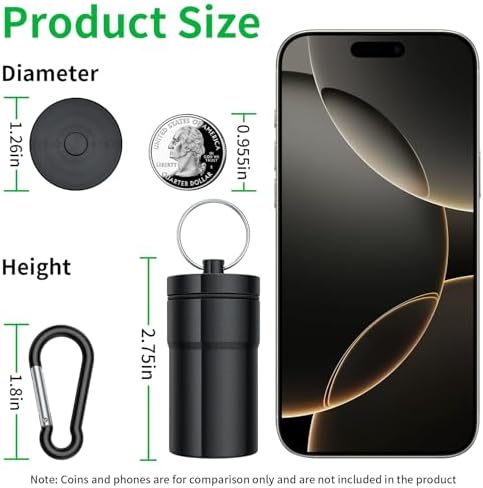 Urekt Portable Pill Case Keychain, Large Waterproof Aluminum Pill Box - Image 2