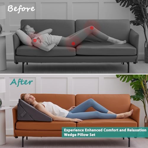 Bedluxe Wedge Pillow for Sleeping, Adjustable 9&12 Inch Foldable Bed Wedge - Image 3