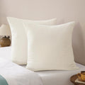 PHF Ultra Soft Waffle Weave Euro Shams 26" x 26", Cream White, No Insert by PHF