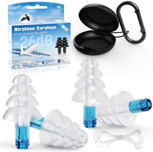Ear Plugs for Airplane Pressure Relief, 2 Pairs Adults Soft Silicone Reusable by VIGOROAD