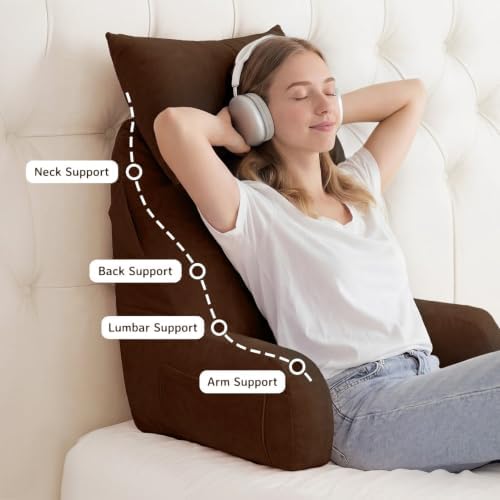 Reading Pillow for Bed, Back Pillow for Bed Sitting Up, Lumbar Support Pillow - Image 5