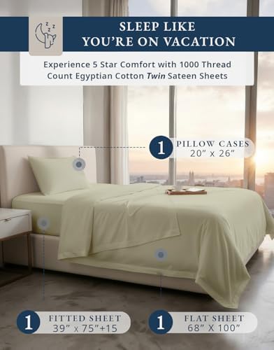 LANE LINEN Girls Twin Sheets 1000 Thread Count 100% Egyptian Cotton - Image 2