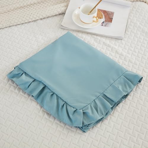 Dusty Blue Body Pillow Cover 20x54inches Long Pillowcase Ruffled Fringe Decor - Image 5