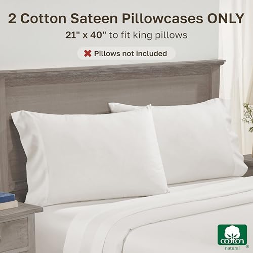 California Design Den 600 TC Set of 2 King Size Pillowcases, True Ivory - Image 3