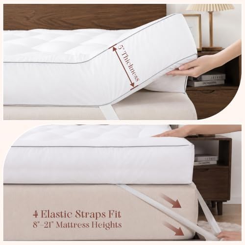 5 Inch Queen Size Memory Foam Mattress Topper, Breathable Cooling Gel Pillow - Image 6