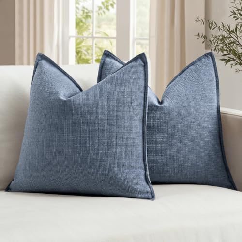 MIULEE Thick Textured Decorative Throw Pillow Covers 18x18 Inch Blue by MIULEE