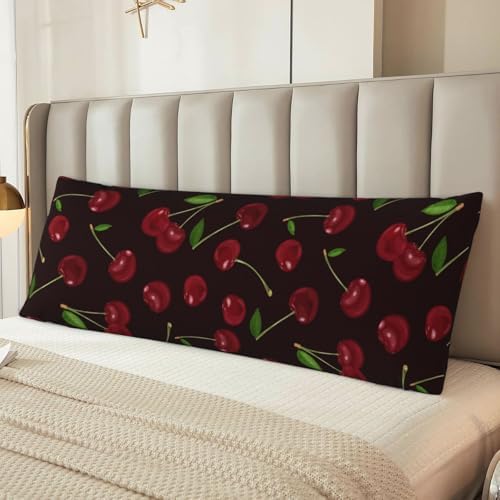 Red Cherry Body Pillowcase, Long Pillow Cover 20"x54" Soft Moisture-Wicking - Image 6