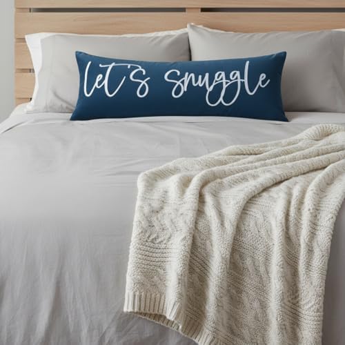 Sunkifover Let's Snuggle Decorative Lumbar Pillow Cover 14x36 Inch Blue - Image 4