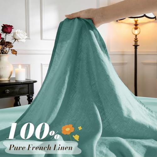 SONORO KATE 100% French Linen Queen Size Sheets Set, Natural Flax Bedding - Image 2