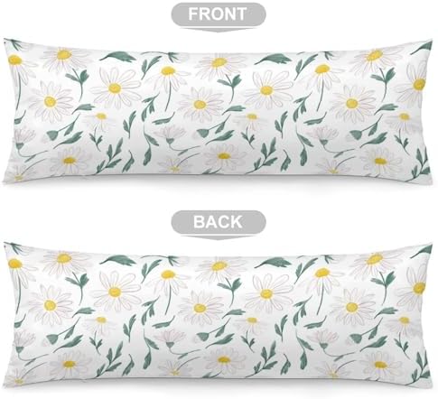 Floral Daisy Leaves Body Pillow Cover Boho Pillowcase - Image 3