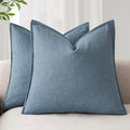 Foindtower Linen Solid Decorative Throw Pillow Covers 22x22 Inch Misty Blue by Foindtower