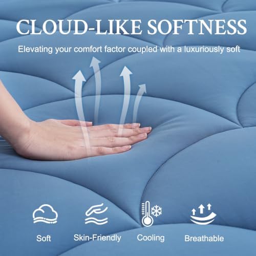 YOUR MOON Cooling Mattress Pad Twin Size, Soft Breathable Pillow Top Mattress - Image 2